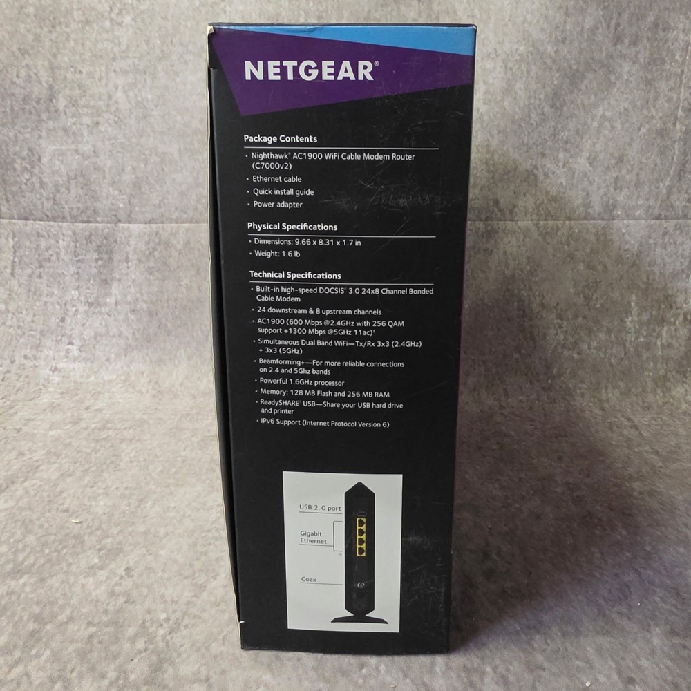 WiFi Cable Modem Router Netgear Nighthawk AC1900 C7000v2 - Picture 13 of 14